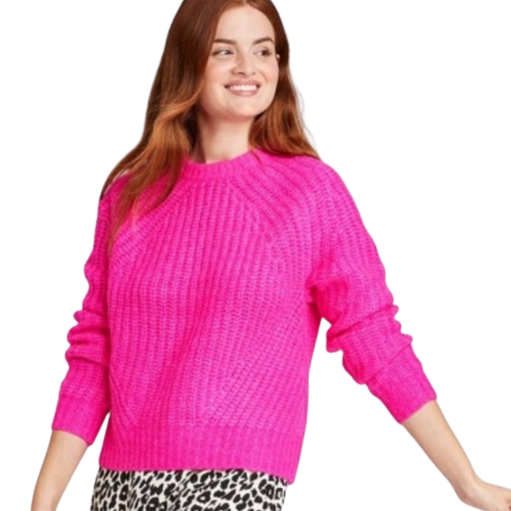 A NEW DAY Pink Knit Pullover Long Sleeve Sweater Small NWT